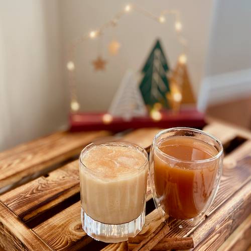 Tea infused eggnog or apple cider