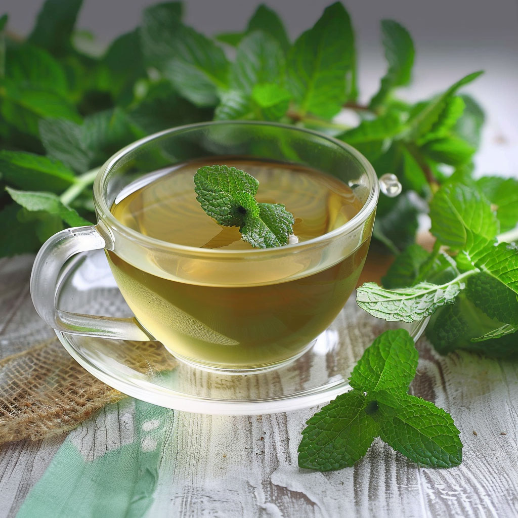 Spearmint Tea in glass cup